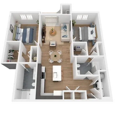 Modern Two Bedroom Apartment Layout
