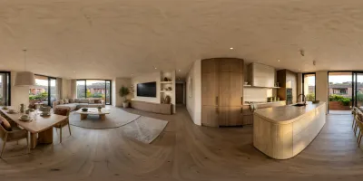 Wooden Living Room and Kitchen