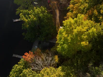 Lakeside Cabin and Autumn Forest