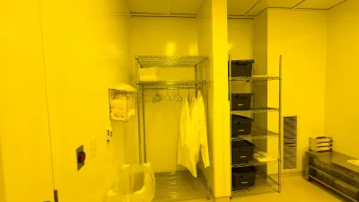 Yellow Light Cleanroom Gowning Area