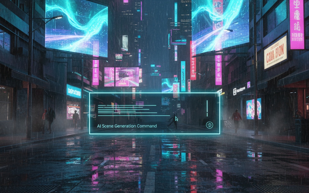 AI-Powered Game World Generation Illustration