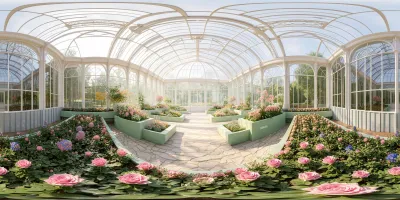 Sunlit Glass Greenhouse