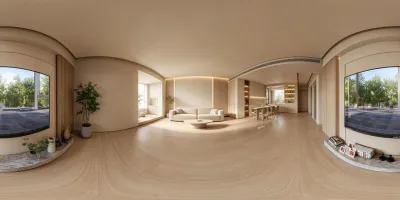 Minimalist Wood Tone Living Dining Space